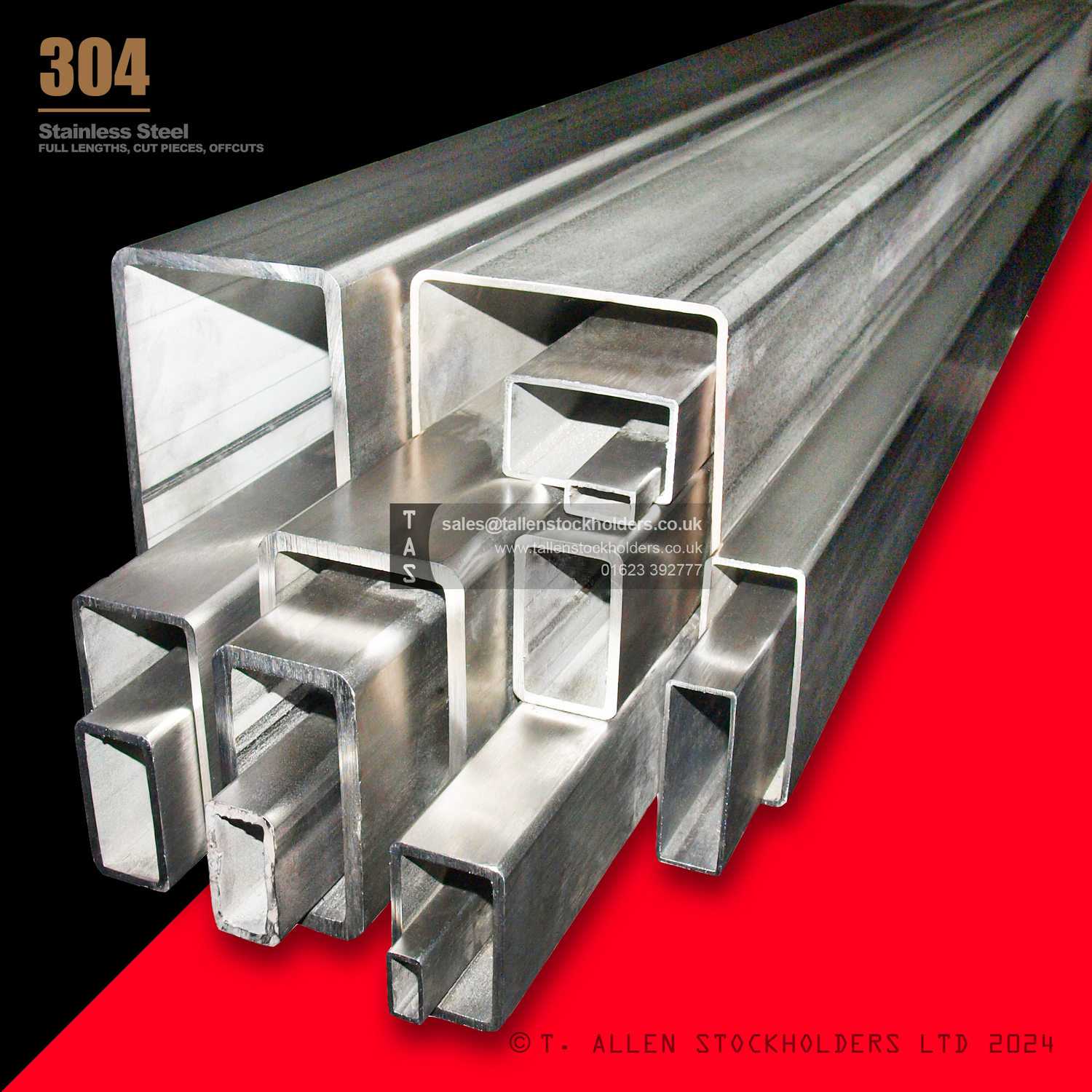 RECTANGULAR BOX SECTION, RHS, 304 STAINLESS STEEL