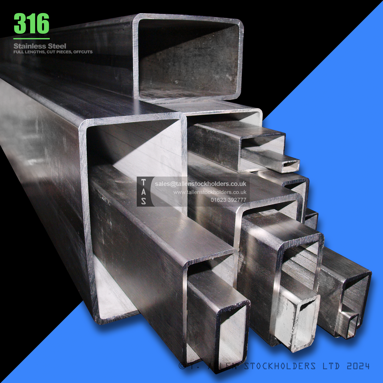 RECTANGULAR BOX SECTION, RHS, 316 STAINLESS STEEL