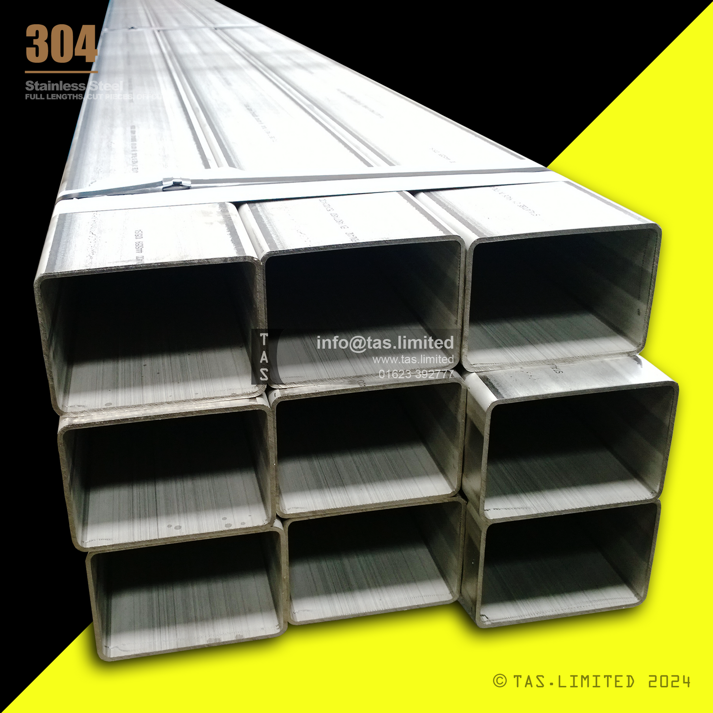 25 X 15 X 2 RECTANGULAR BOX SECTION, RHS, 304 STAINLESS STEEL, DULL POLISHED (1.4301 / 1.4307)