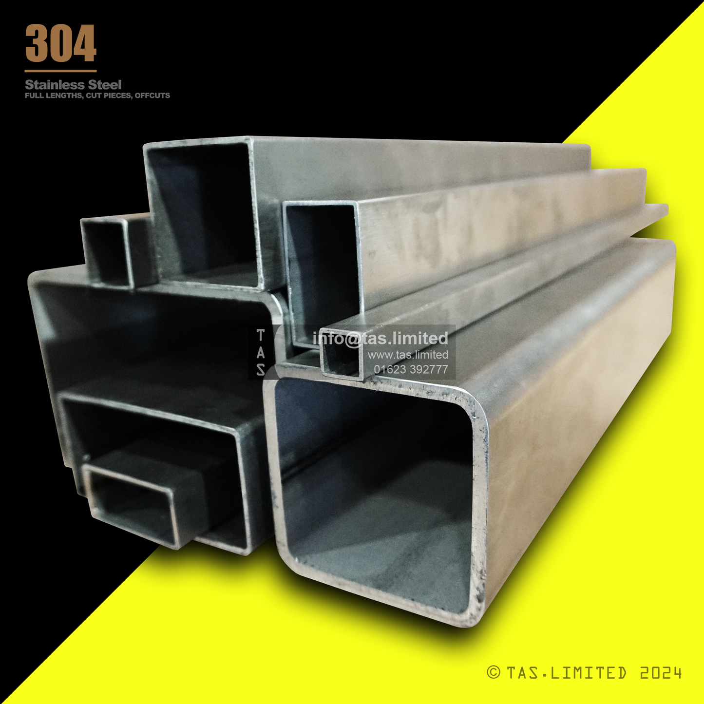 25 X 15 X 2 RECTANGULAR BOX SECTION, RHS, 304 STAINLESS STEEL, DULL POLISHED (1.4301 / 1.4307)