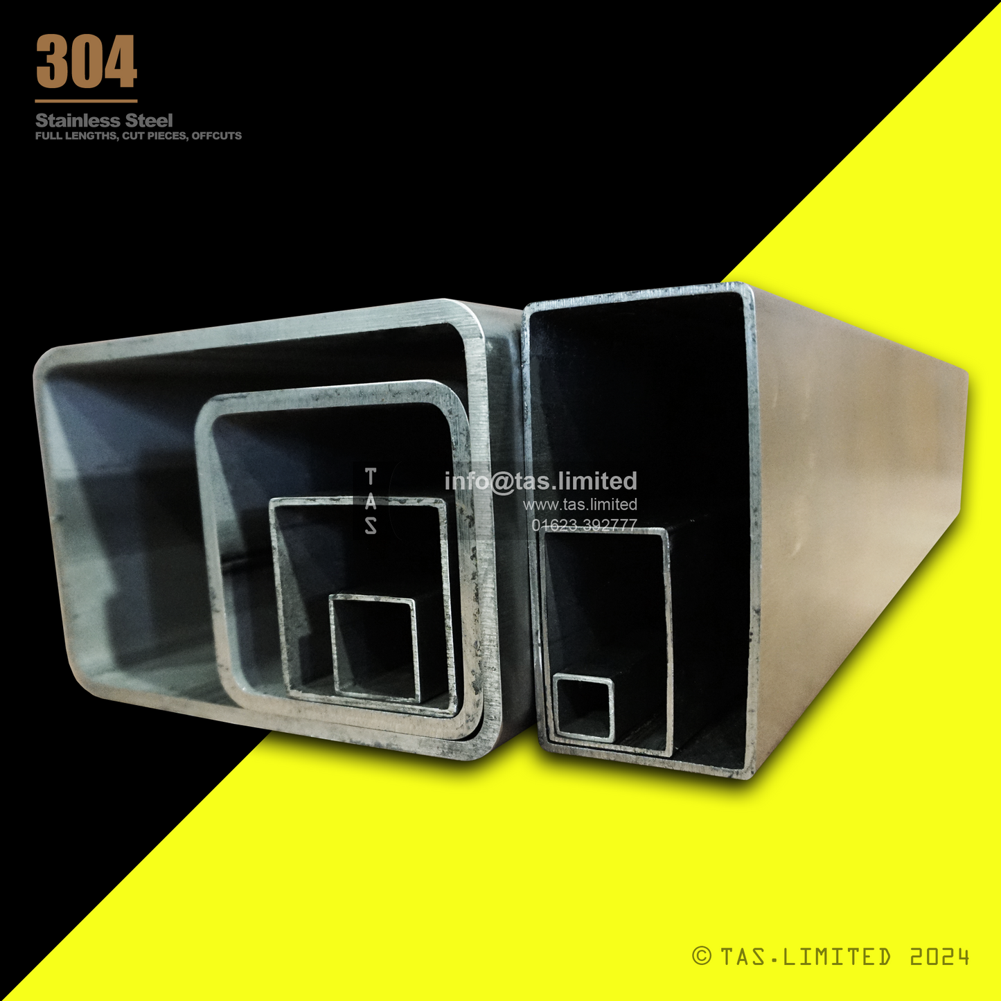 25 X 15 X 2 RECTANGULAR BOX SECTION, RHS, 304 STAINLESS STEEL, DULL POLISHED (1.4301 / 1.4307)