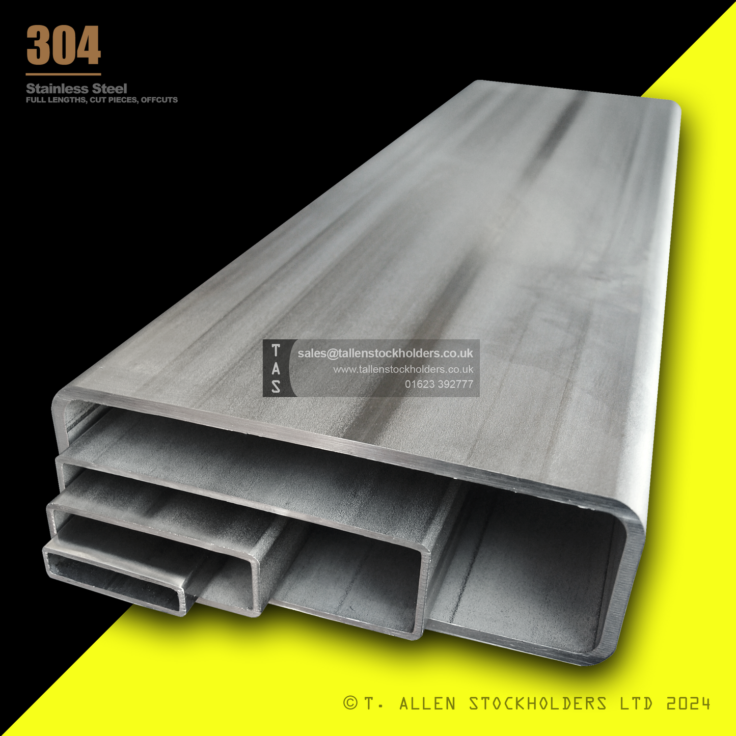 30 X 15 X 1 RECTANGULAR BOX SECTION, RHS, 304 STAINLESS STEEL, DESCALED (1.4301 / 1.4307)