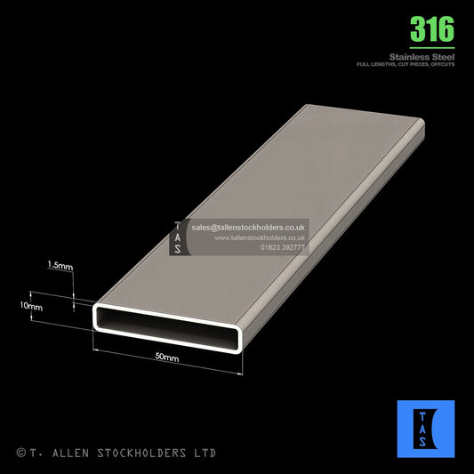 BUY 50 X 10 X 1.5 RECTANGULAR BOX SECTION, GRADE 316 STAINLESS STEEL