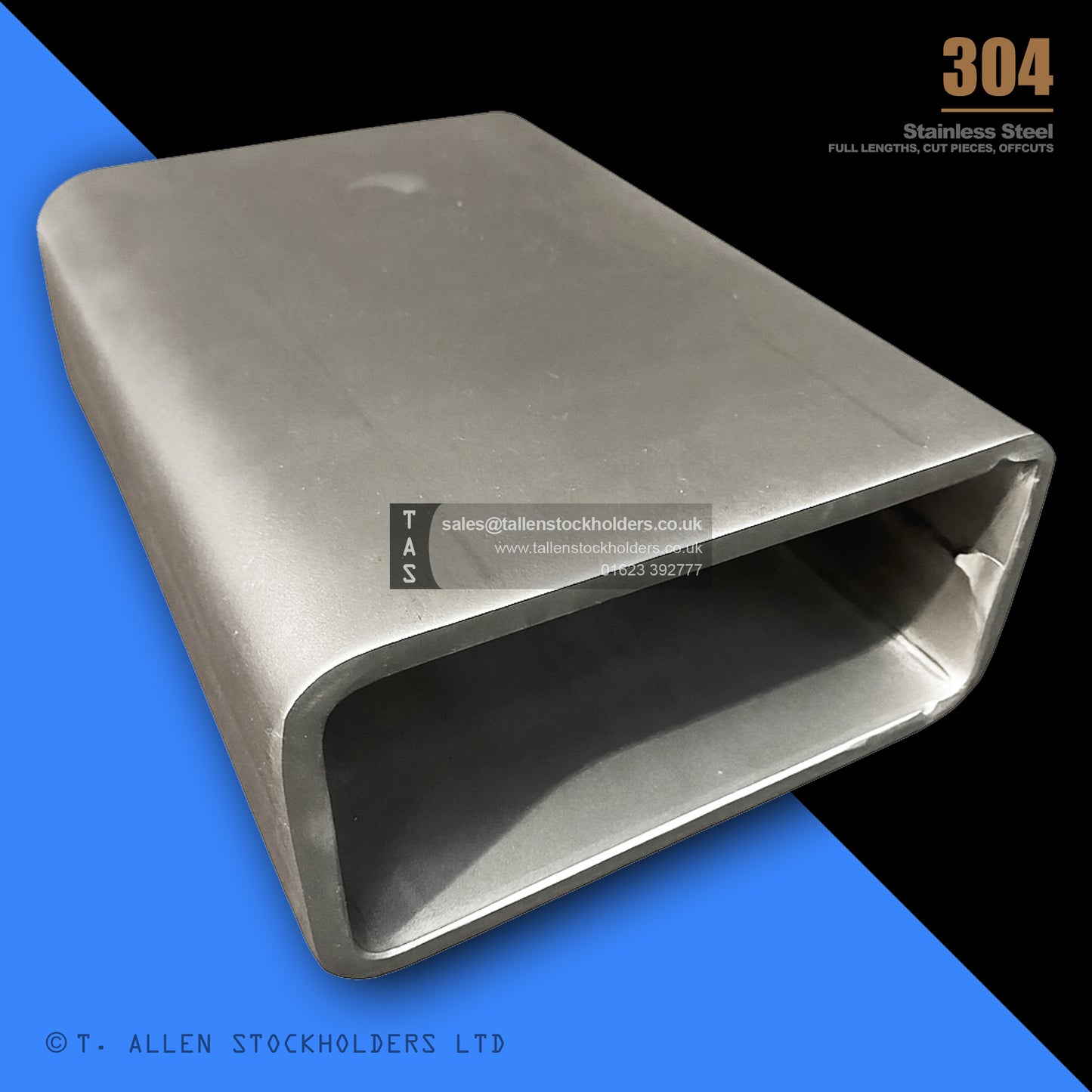20 X 10 X 1 RECTANGULAR BOX SECTION, RHS, 304 STAINLESS STEEL