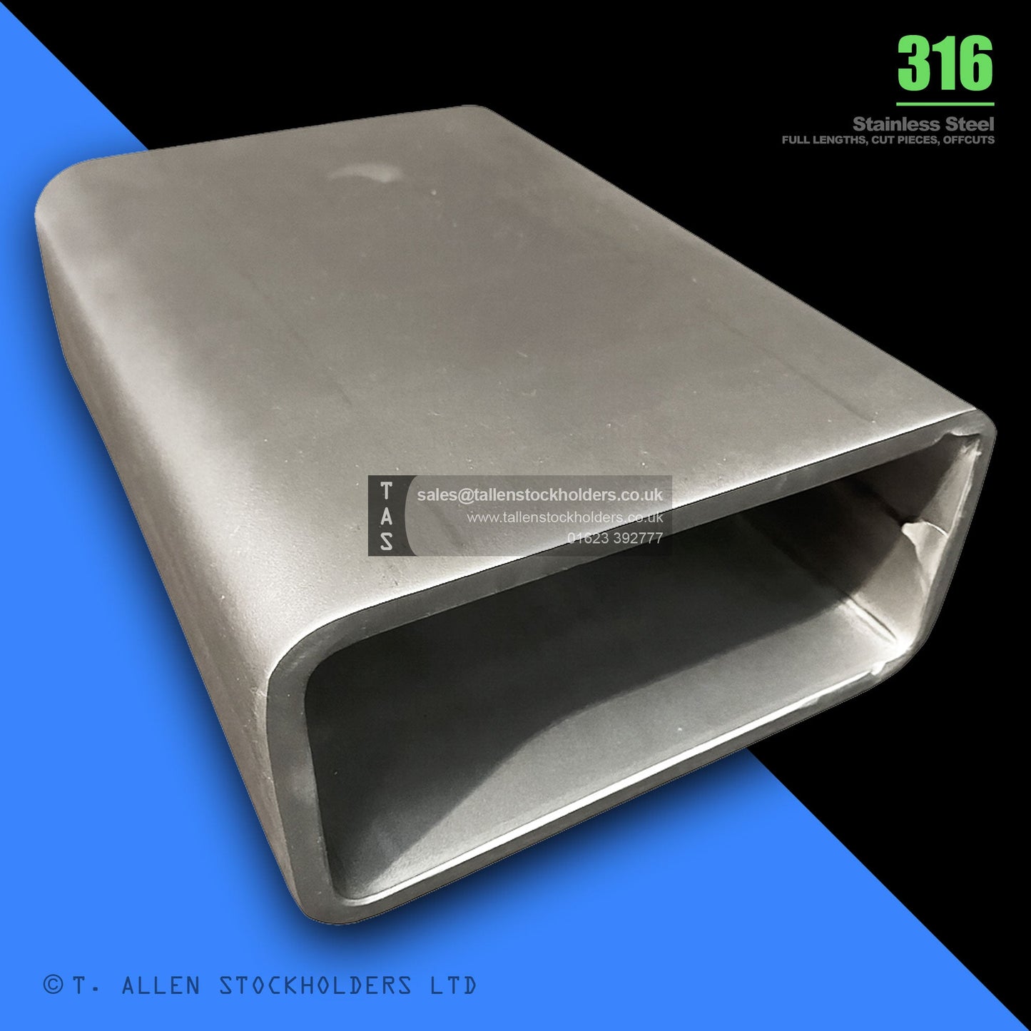 BUY 40 X 20 X 2 RECTANGULAR BOX SECTION, GRADE 316 STAINLESS STEEL