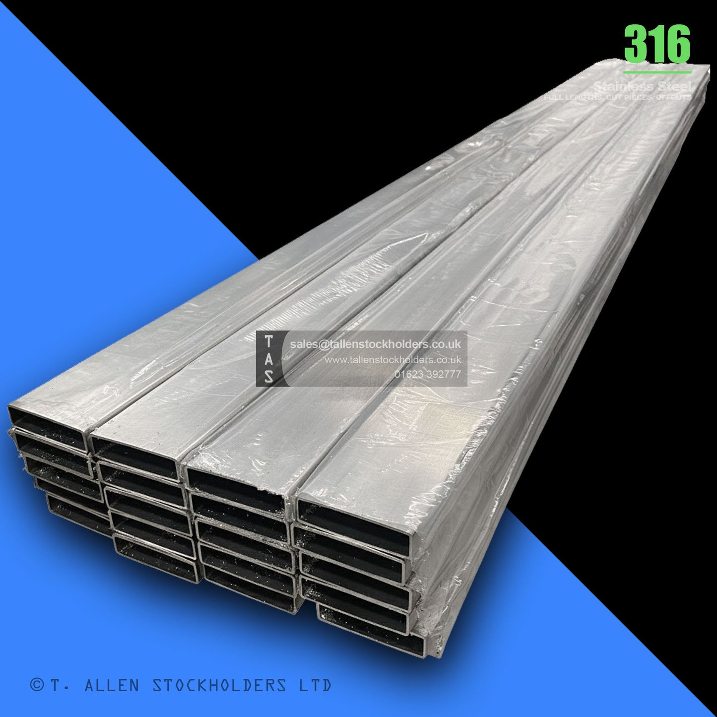 BUY 140 X 80 X 3 RECTANGULAR BOX SECTION, GRADE 316 STAINLESS STEEL