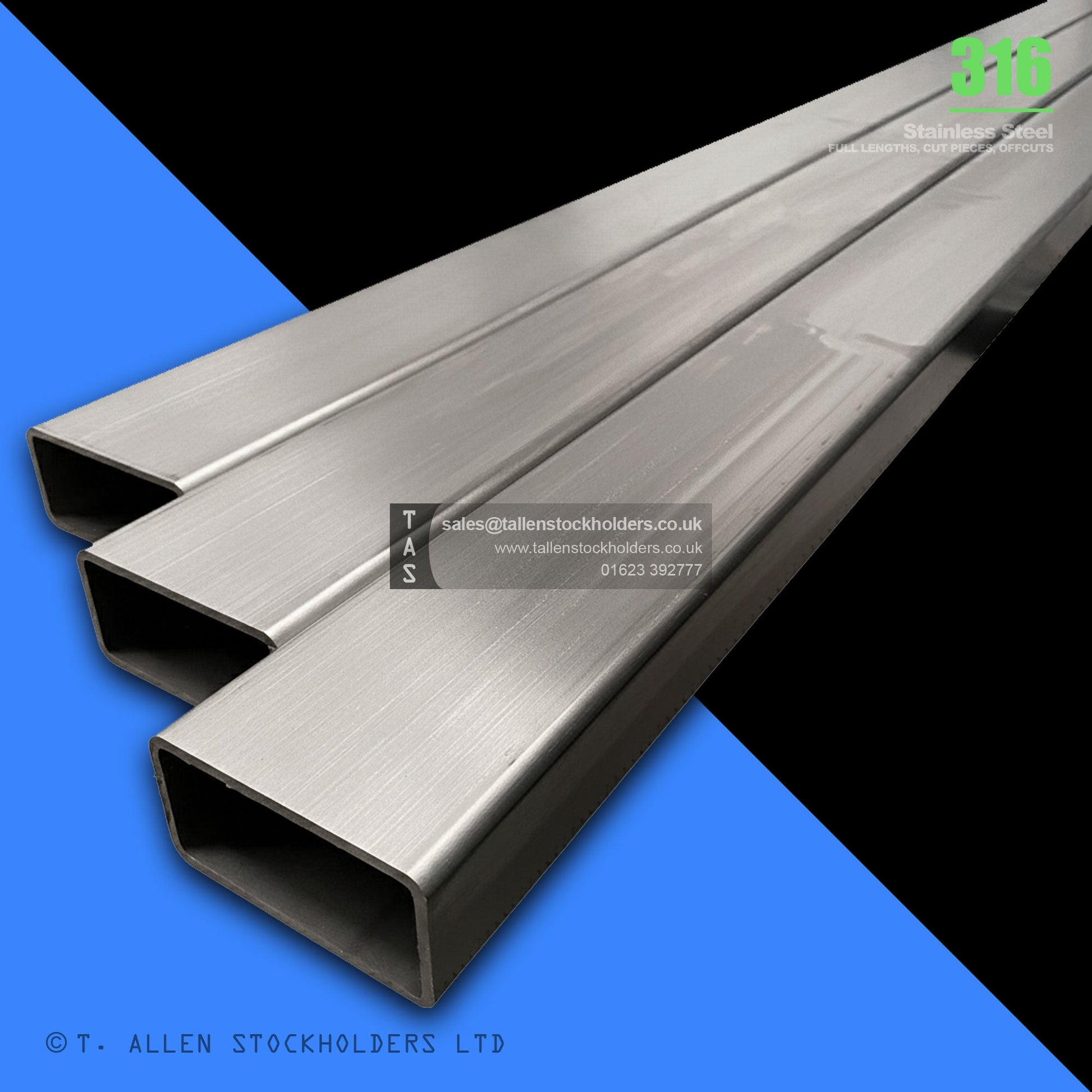 BUY 150 X 50 X 5 RECTANGULAR BOX SECTION, GRADE 316 STAINLESS STEEL