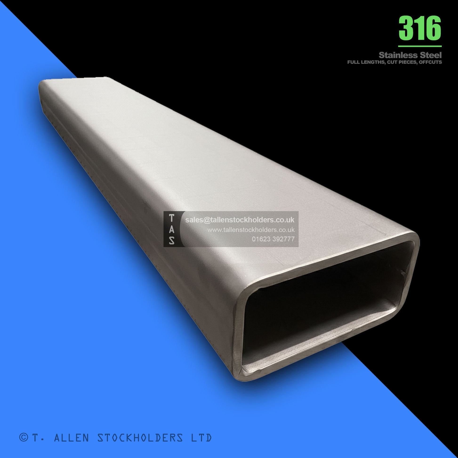 BUY 100 X 20 X 2 RECTANGULAR BOX SECTION, GRADE 316 STAINLESS STEEL