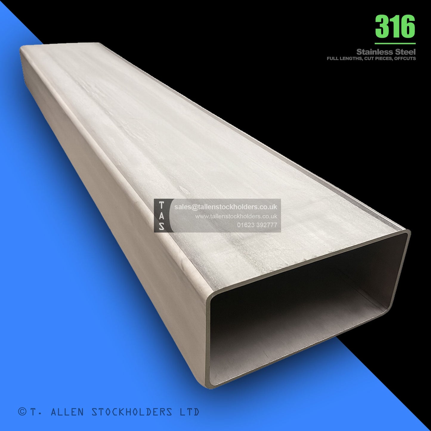 BUY 120 X 60 X 2 RECTANGULAR BOX SECTION, GRADE 316 STAINLESS STEEL